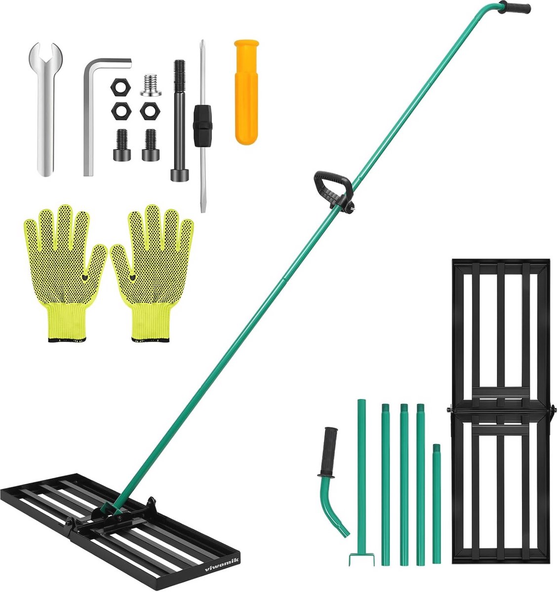 Opvouwbare gazonnivelleringshark 30 inch met verstelbare handgreep voor tuin en gazon