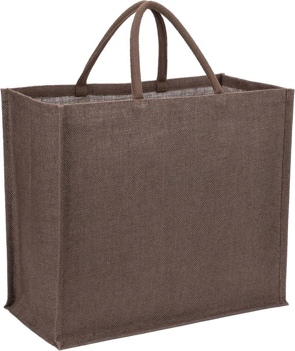 Jute Boodschappentas 25L - Chocoladebruin, Ergonomisch en Vouwbaar