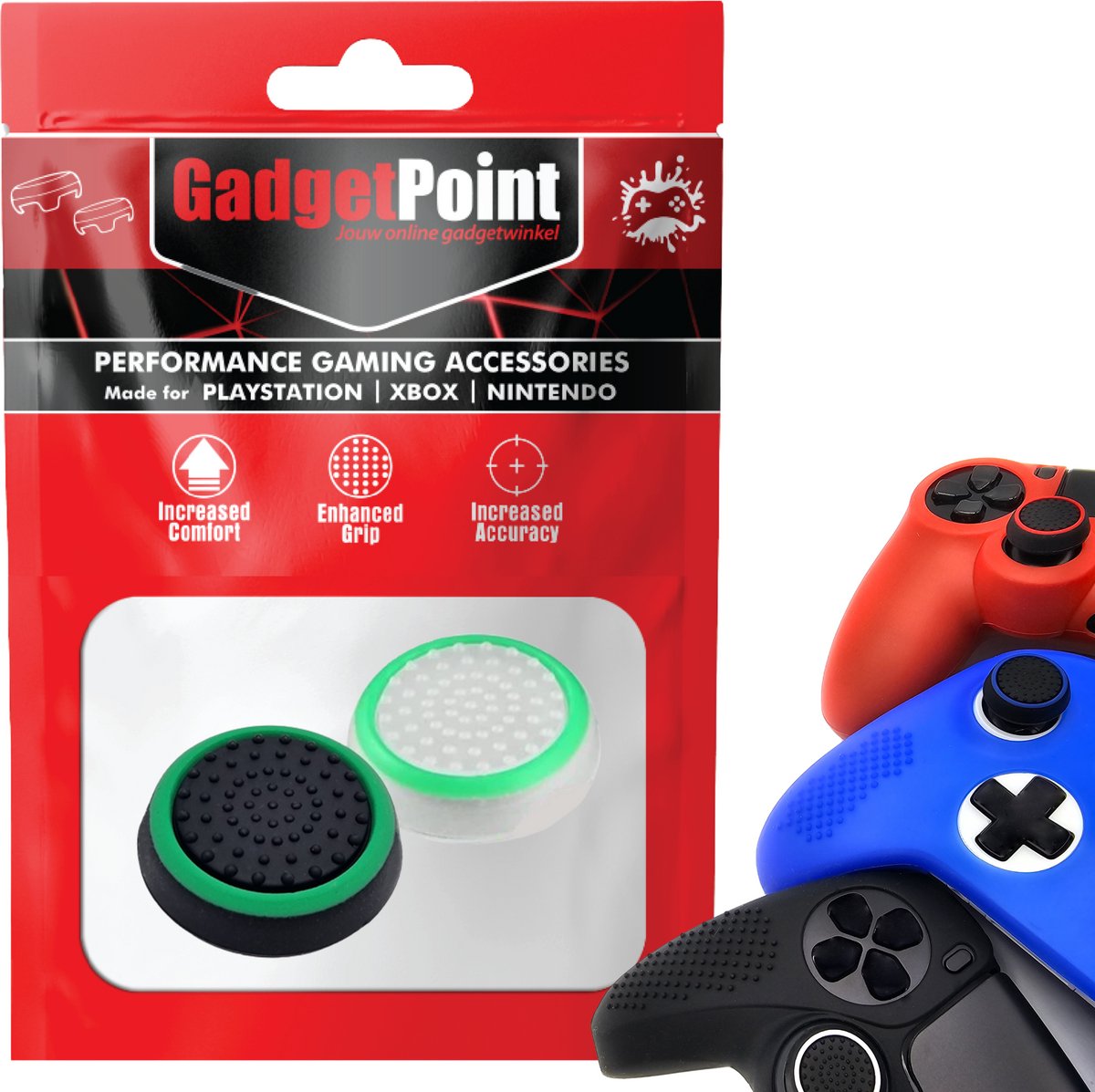 Bol.com Gadgetpoint - Thumb Grips voor PlayStation, PS5, Xbox X/S, One & Switch Pro Controller - Gaming Thumbgrips - Performance... aanbieding