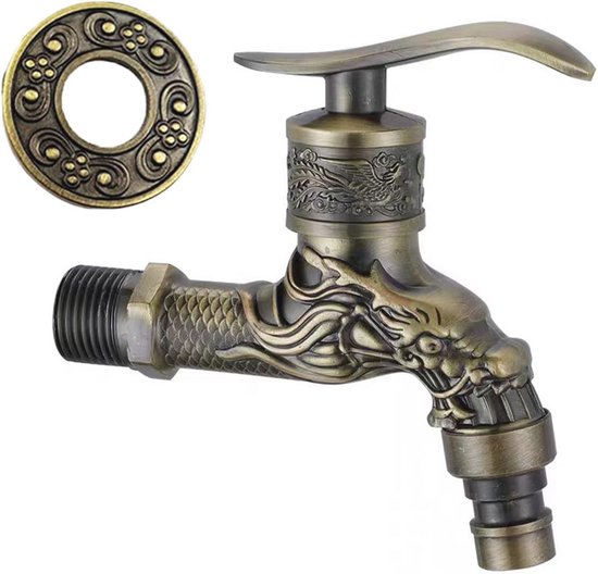 Vintage kraan voor muur en tuin van antiek messing, voor keuken, badkamer en buiten Vintage kraan voor muur en tuin van antiek messing, voor keuken, badkamer en buiten