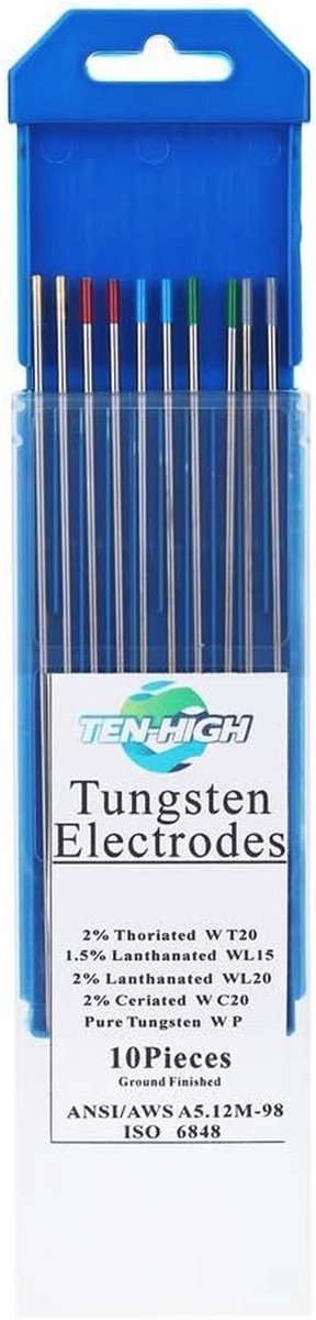 TIG-lassen Wolfram Elektrode Set 2,4 x 150 mm, 10 Stuks met Diverse Samenstellingen