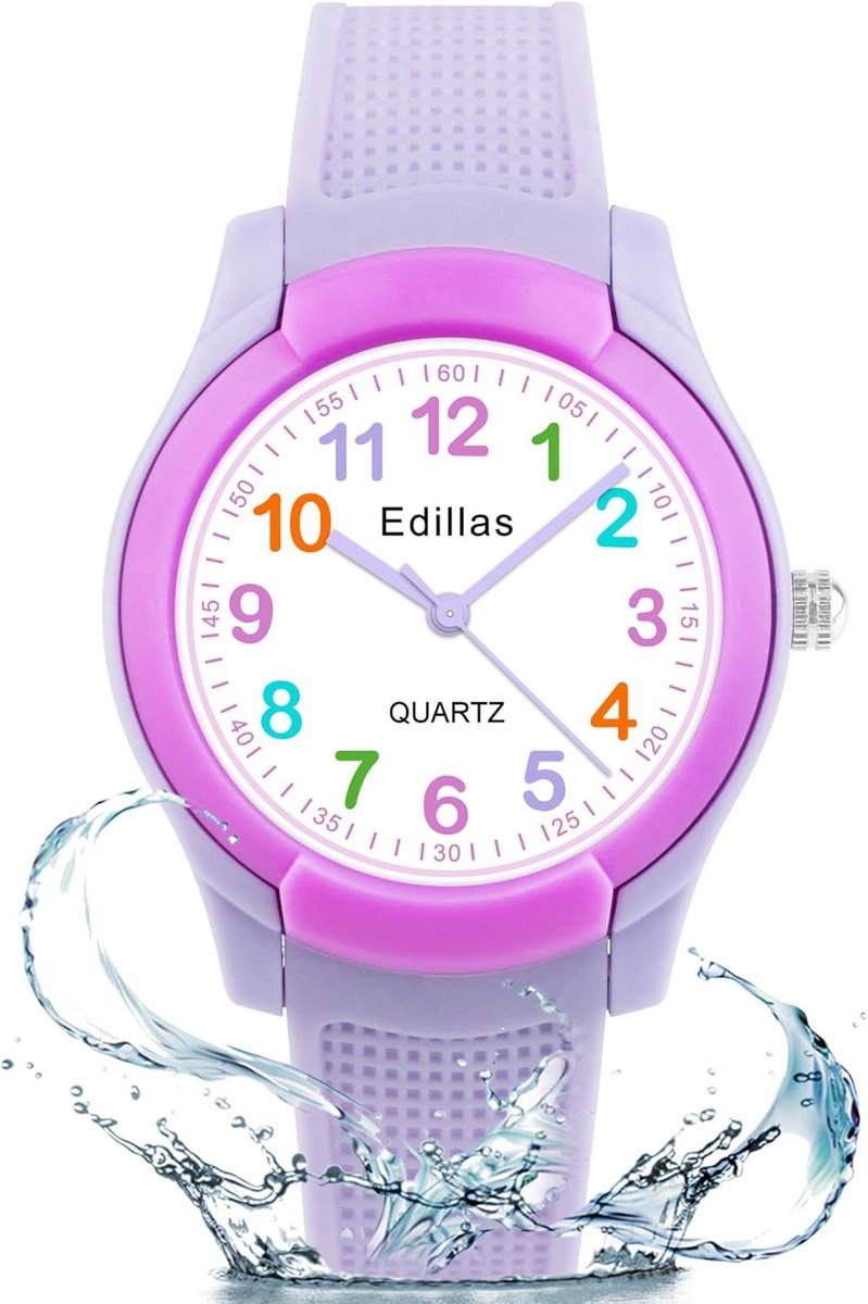 Waterdichte Kinderhorloge voor Jongens en Meisjes - Eenvoudig te Leren Tijd Lezen - Comfortabele Polshorloge