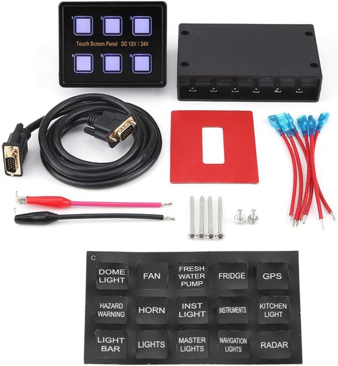 6-voudig aanraakscherm schakelpaneel voor 12V/24V autoboot - LED bedieningspaneel