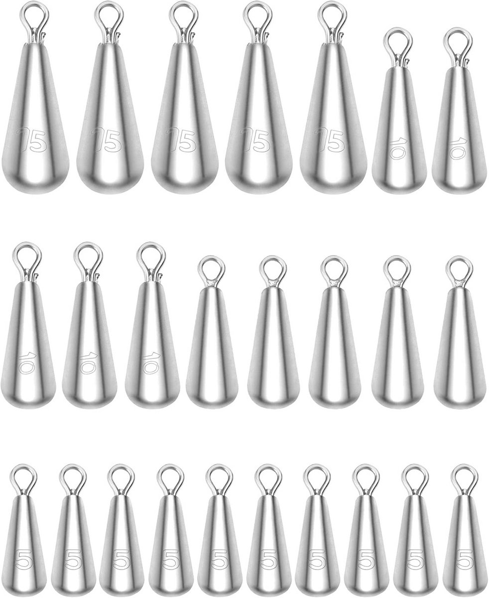25 Stuks Vissen Drop Shot Lood Set - Vissen Accessoires en Sinker in 4 Maten