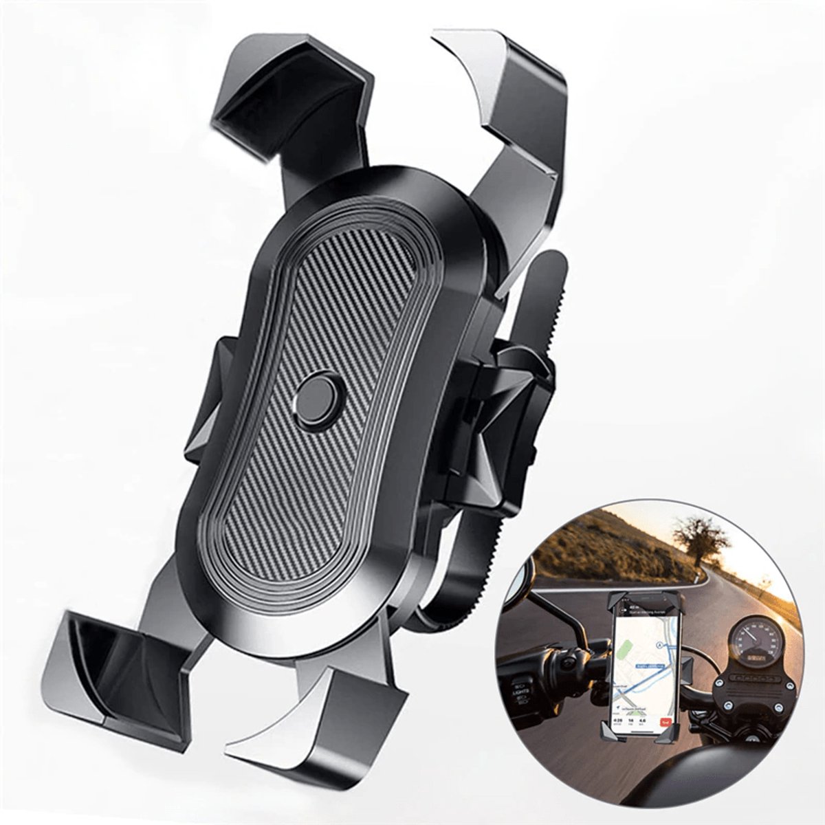 VCTparts® Universele Motorfiets Stuur Telefoon Houder Klem Zwart