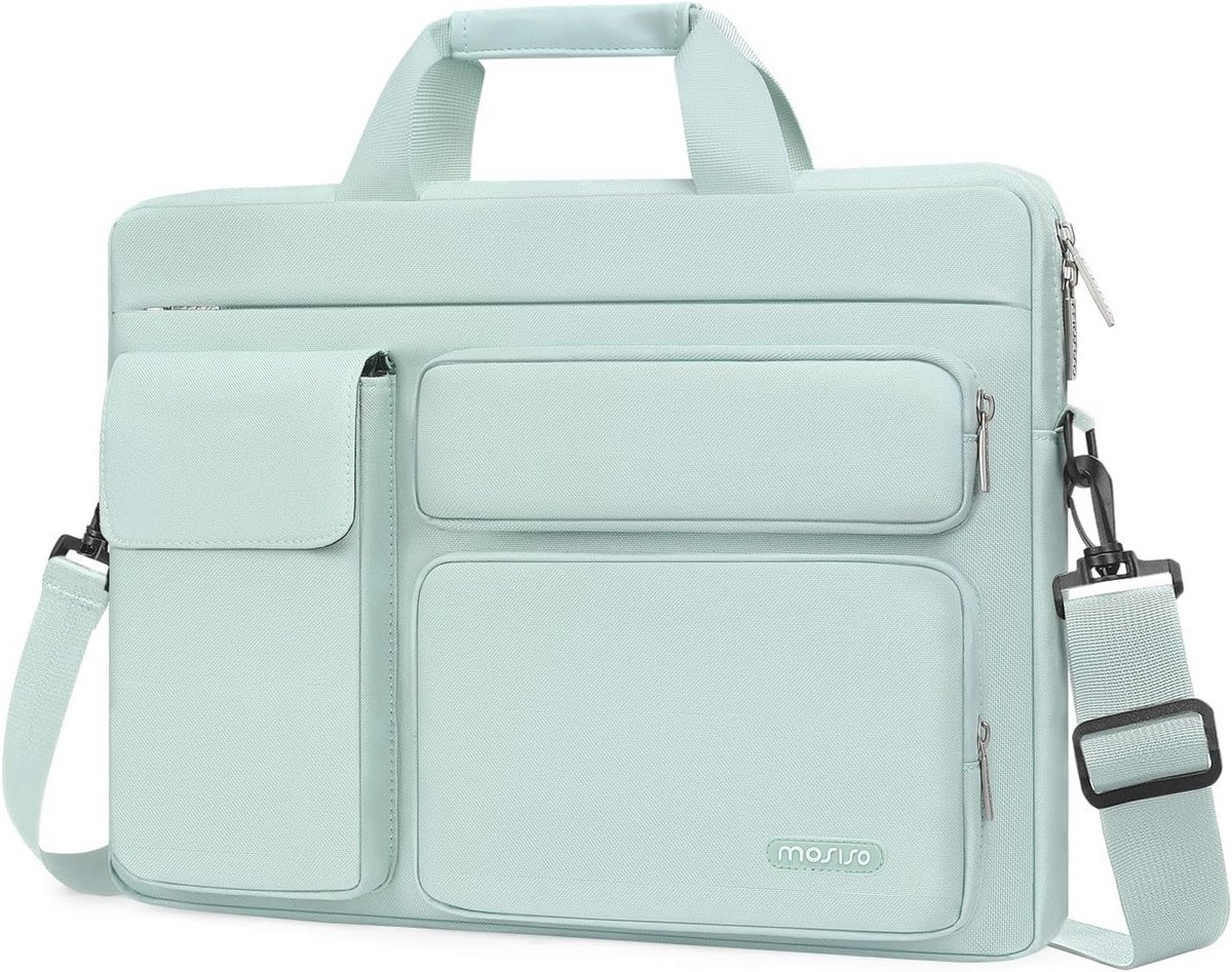Laptop Schouder Tas met Verhoogde en Flapover Pocket en Handvat