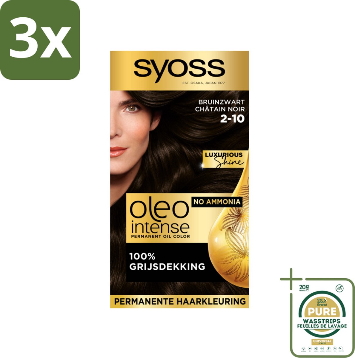 Syoss Oleo Intense - Haarverf - 2-10 - Bruinzwart - 115ml x 3