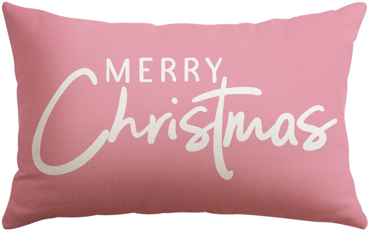 Unyqoos Decoratieve kussenhoes met kerstmotief voor woonkamer en slaapkamer roze