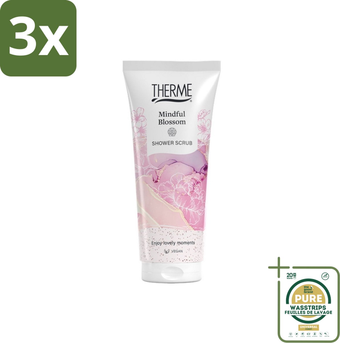 3 x Therme – Douchescrub – Mindful Blossom – 200 ml - Grootverpakking - Koffiezetapparaat