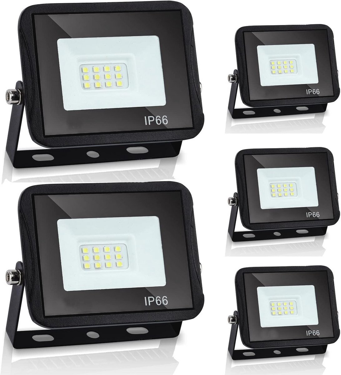Led Schijnwerper Buiten - 20W, 2400 Lumen, Warmwit, IP66, Set van 5