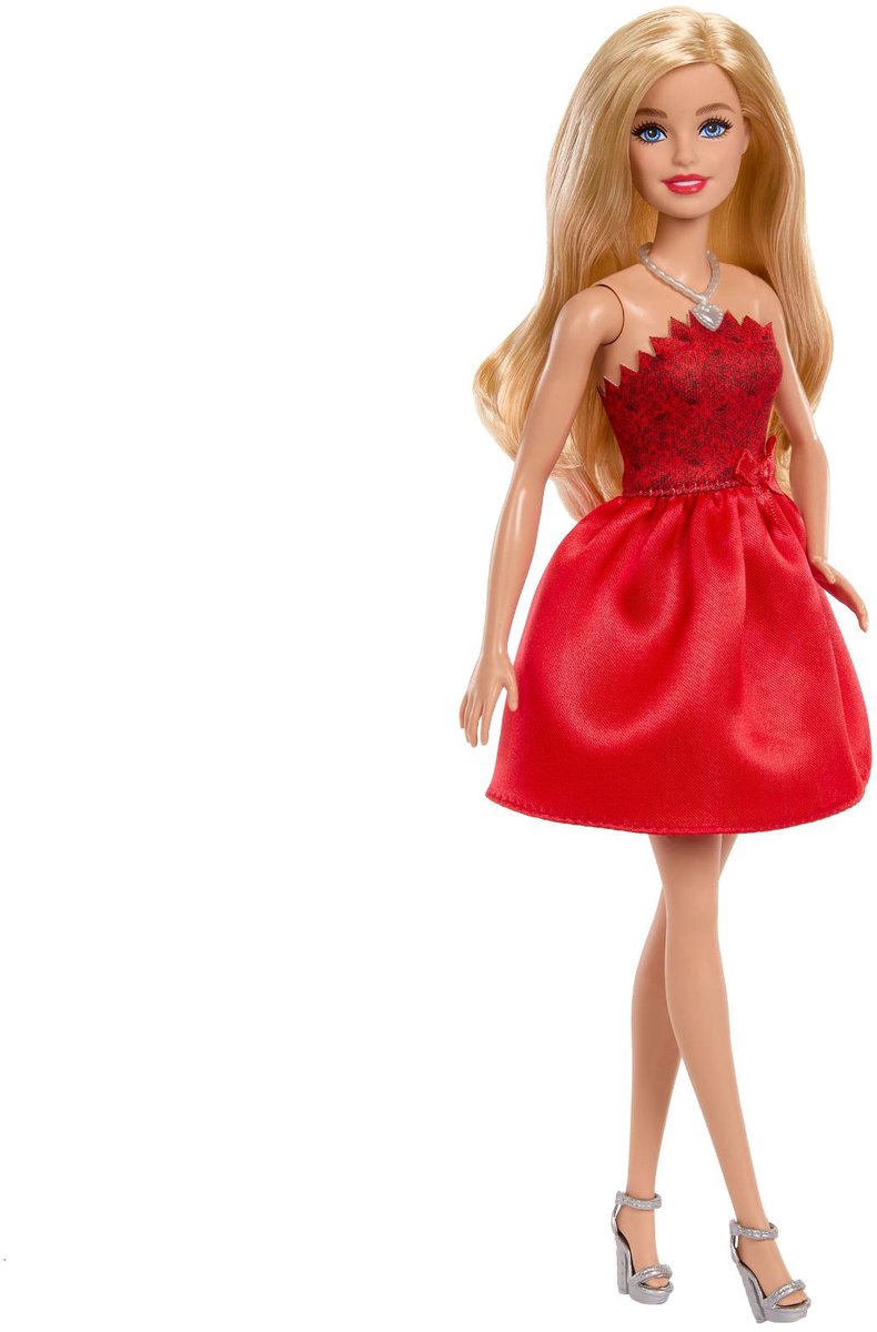 Barbie Mattel 80-Jubileum Modepop – Robijnrode Jurk & Zilveren Accenten — afbeelding 9