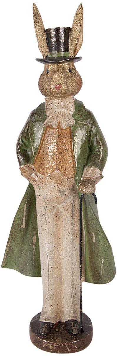 Decoratie Beeld Konijn 17x12x48 cm Goudkleurig Kunststof