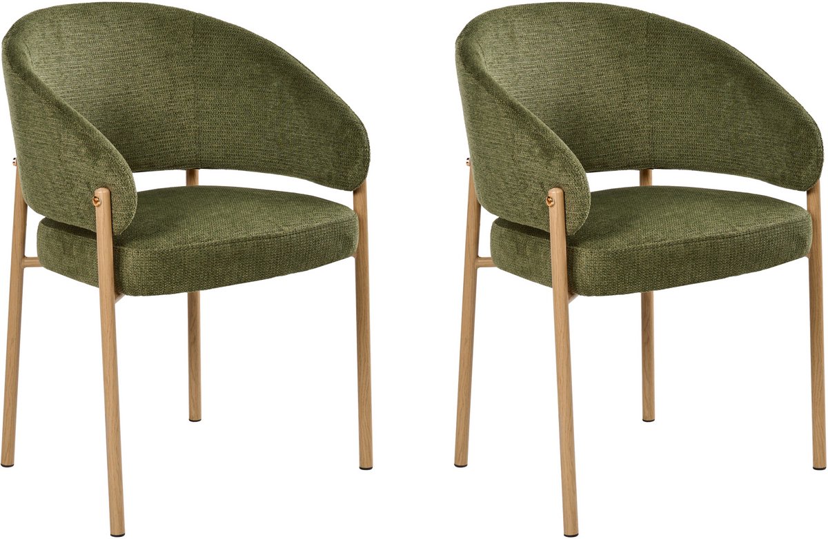 Beliani ZANE - Eetkamerstoel set van 2 - Groen - Polyester