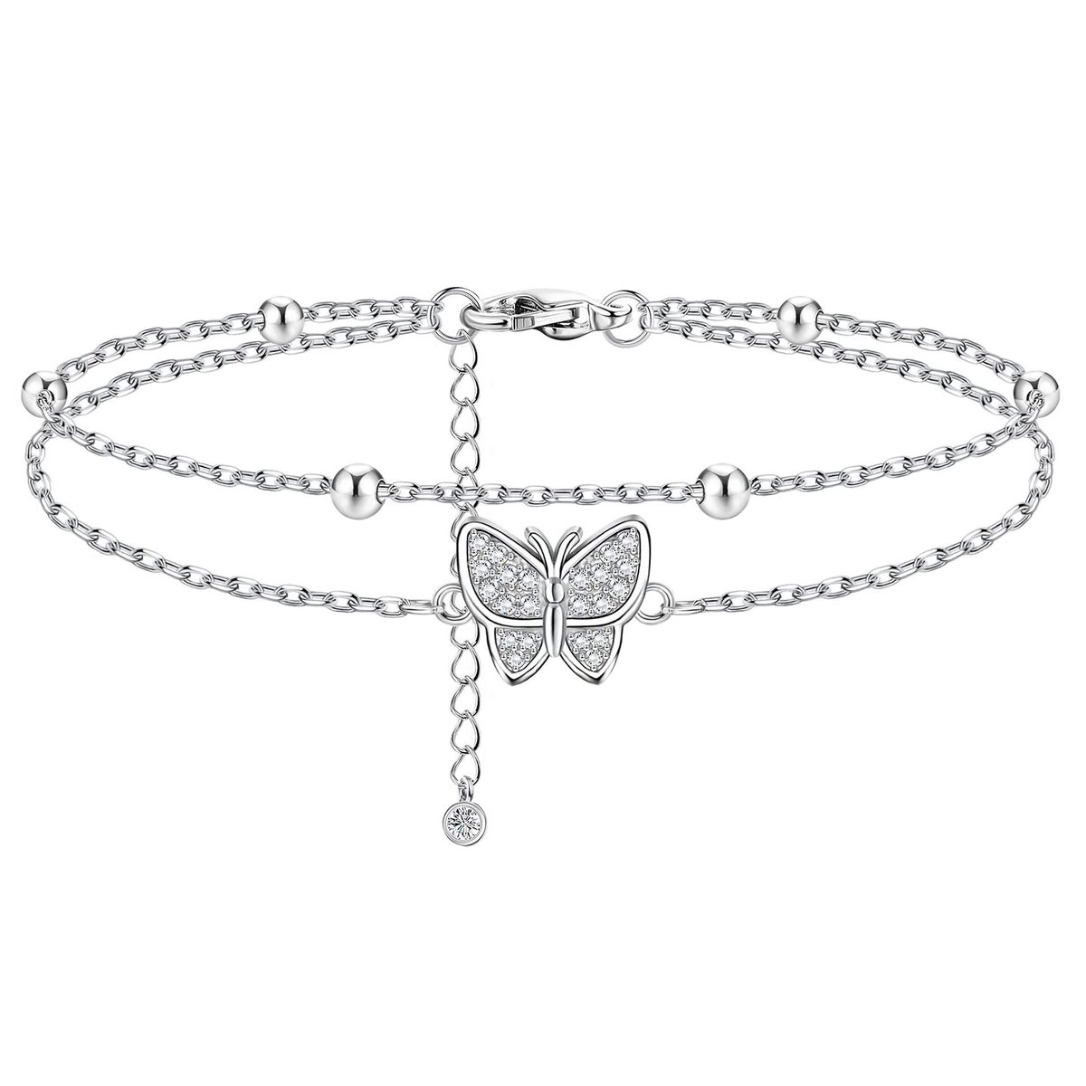 Enkelbandje - Vlinder - Sieraden - Zilver - Cadeautje vrouwen/meisjes - Beauty accessoire - Butterfly anklet - Jonyx