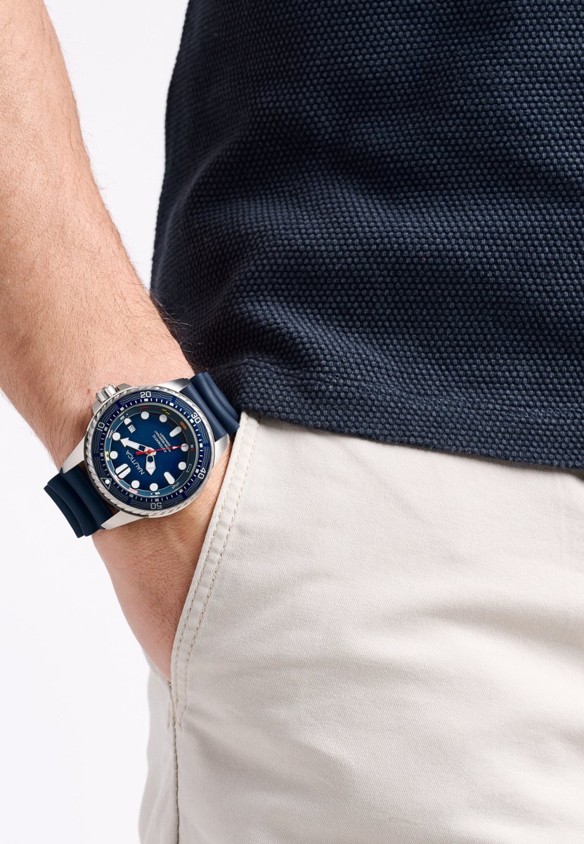 Nautica Nct Sea Dive Quartz Analoog Horloge Blauw Material 100% Roestvrij Staal 100% Siliconaarmband 47 mm NAPSDF505, NAPSDF506