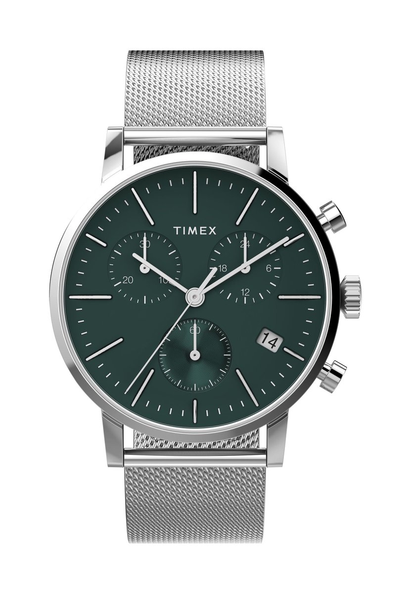 Timex Midtown Quartz Chronograaf Horloge Zilverkleurig Kast: 100% Roestvrij Staal | Armband: 100% Roestvrij Staal 40 mm TW2W43400AJ