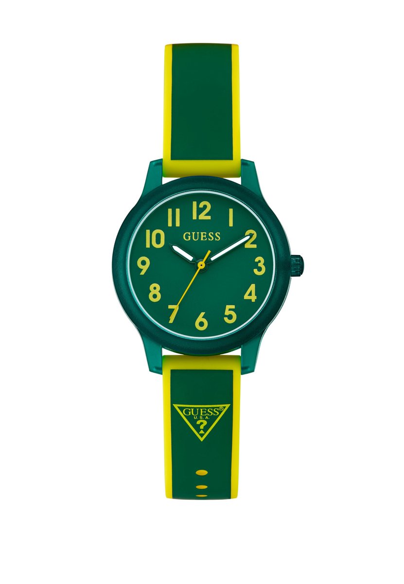 Guess Jesse Kwarts Analoog Horloge Groente Case: 100% Sustainable Nylon | Armband: 100% Silicone 32 mm GK0002G7, GK0002G8