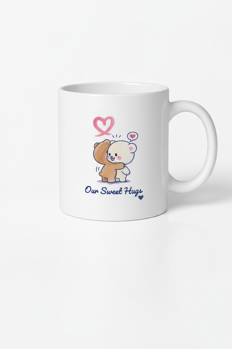 Schattige Knuffelberen Mok - "Our Sweet Hugs" Design - Liefdevolle Koffiemok