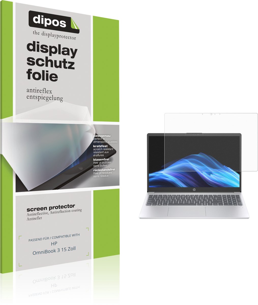 dipos – 2x Matte Beschermfolie geschikt voor HP OmniBook 3 15 Zoll | Krasbestendige & antireflecterende Screenprotector Ultra-Thin