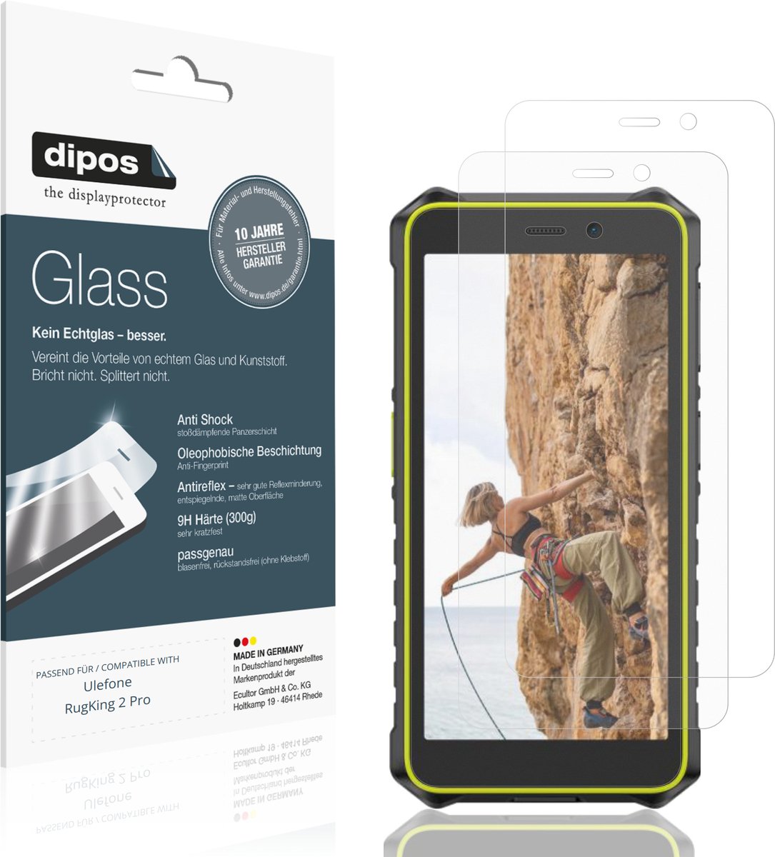 dipos – 2x Matte Pantserfolie geschikt voor Ulefone RugKing 2 Pro | 9H Screenprotector