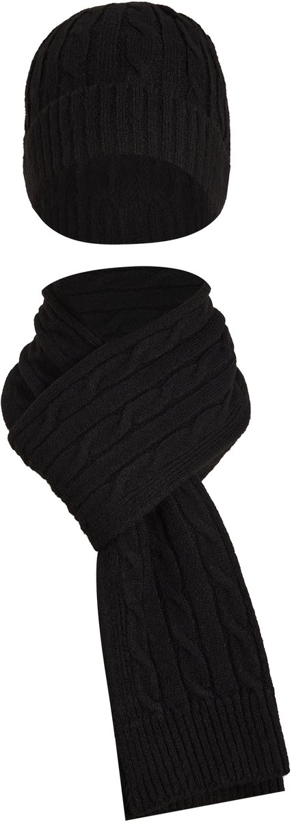 Felix Hardy Winter Gebreide Muts En Sjaal Set Unisex Zwart - Einheitsgröße
