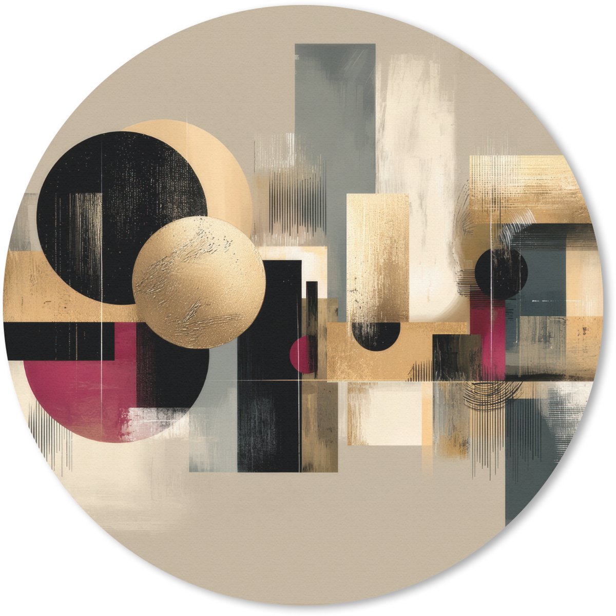 Muismat rond 20x20 cm - Mousepad Abstract - Vormen - Beige - Texturen - Ronde muismatten