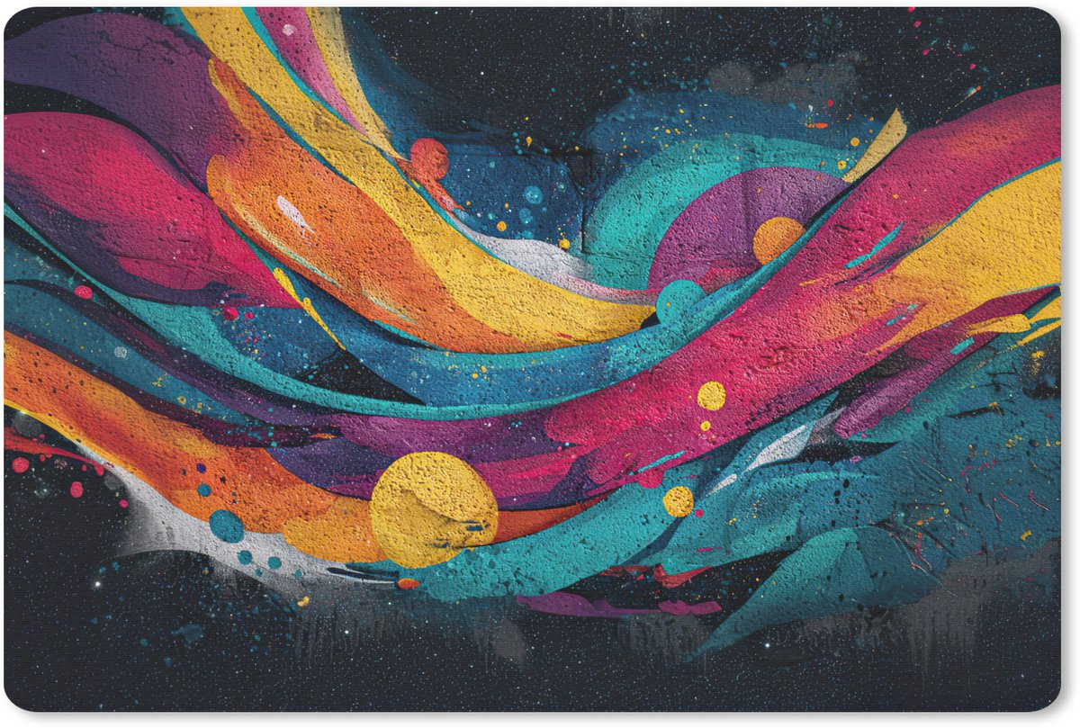 Muismat 27x18 cm - Mousepad Banen - Golven - Kleurrijk - Abstract - Muismatten