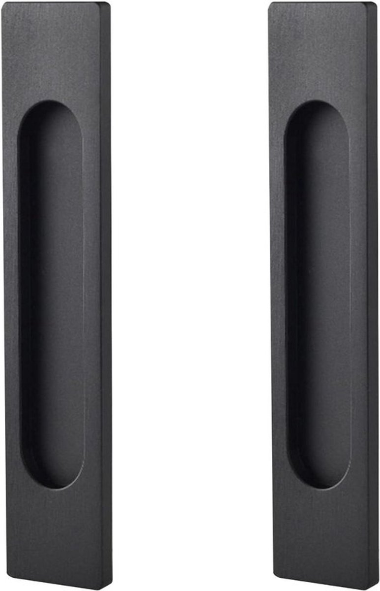 Zelfklevende matzwarte aluminiumlegering schuifdeur trekt, 2 stuks Flush Pull Punch-Free Handvat voor Schuur Deur Ramen Kasten.