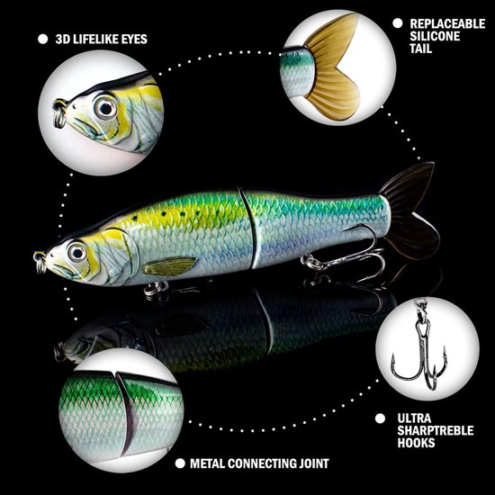 Swimbait - 2-piece - Slow-sinking - Geschikt voor het vissen op grote roofvissen zoals snoek - forel - baars — afbeelding 4