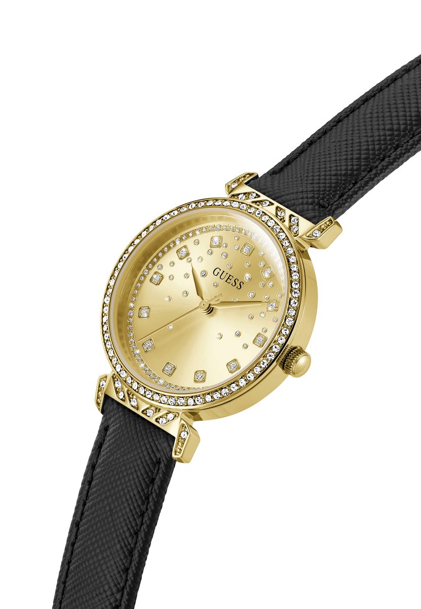 Guess Enchantment Kwarts Analoog Horloge Zwart Case: 100% Recycled Steel | Armband: 100% Genuine Leather 32 GW0764L2