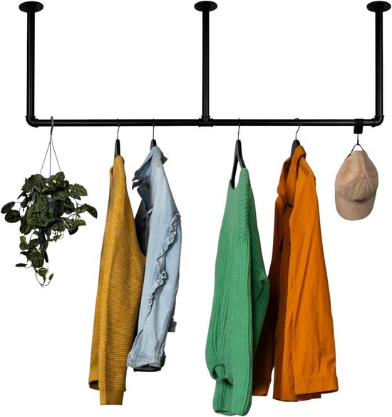 Badkamer Handdoekhouder RSR Hangers Industriële Kledingstang Voor Plafondmontage, Breedte 200 Cm Badkamer Handdoekhouder RSR Hangers Industriële Kledingstang Voor Plafondmontage, Breedte 200 Cm