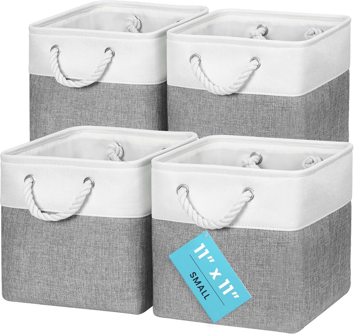 Opbergmanden 28x28 cm vouwbaar met handgrepen - set van 4