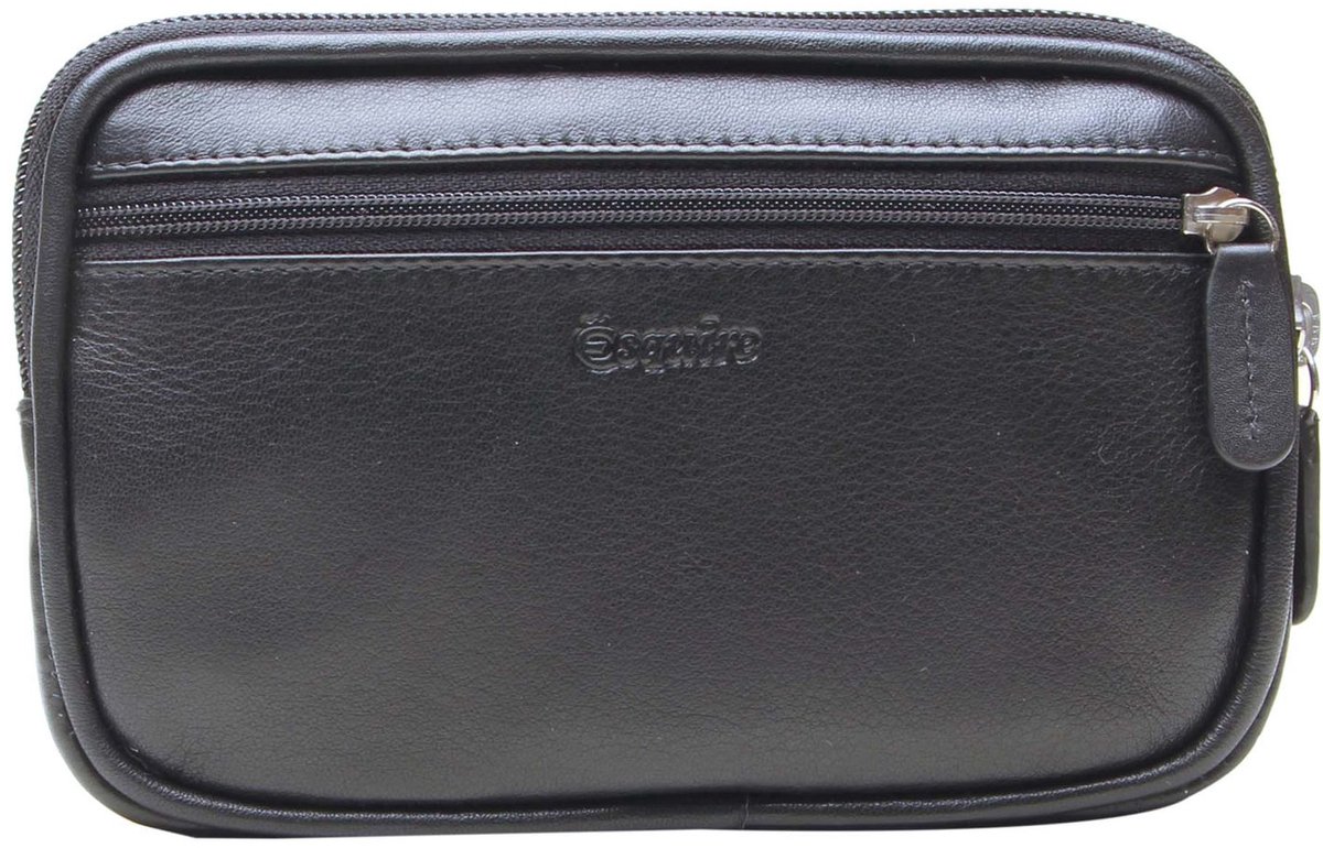 Esquire Leren gordeltas Duo 59 Belt Bag Black zwart