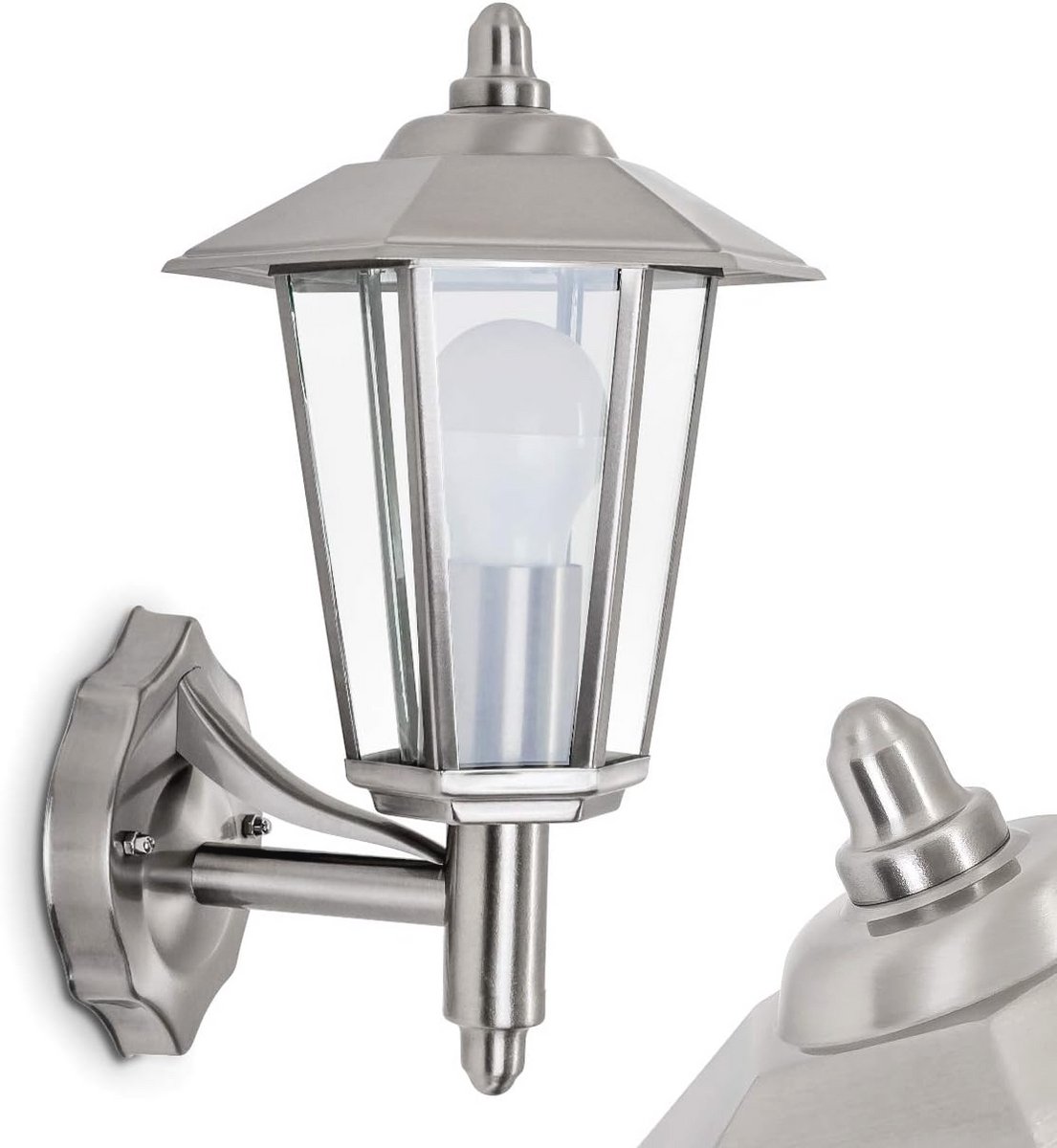 Moderne Buitenwandlamp van Metaal en Glas - Wandlamp met E27 Fitting voor Patio en Courtya