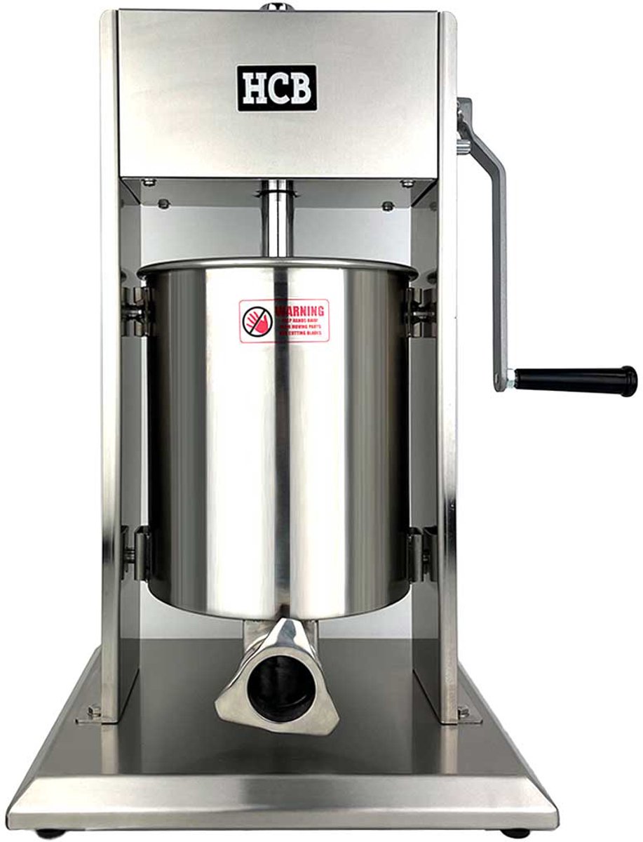 HCB® - Professionele Horeca Worstvuller - verticaal - 10 liter - RVS / INOX - Worstenmaker - Worstmachine - 33x37x58 cm (DxBxH) - 14 kg - 1661
