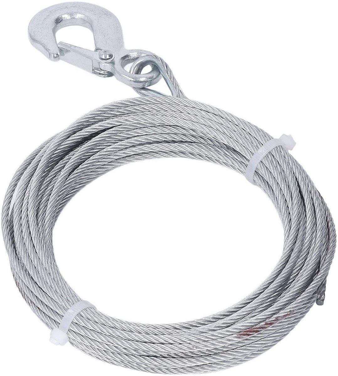 Sterke Staalkabel met Haken 4mm x 12m - Lierkabel voor Kabellier en Bosbouw