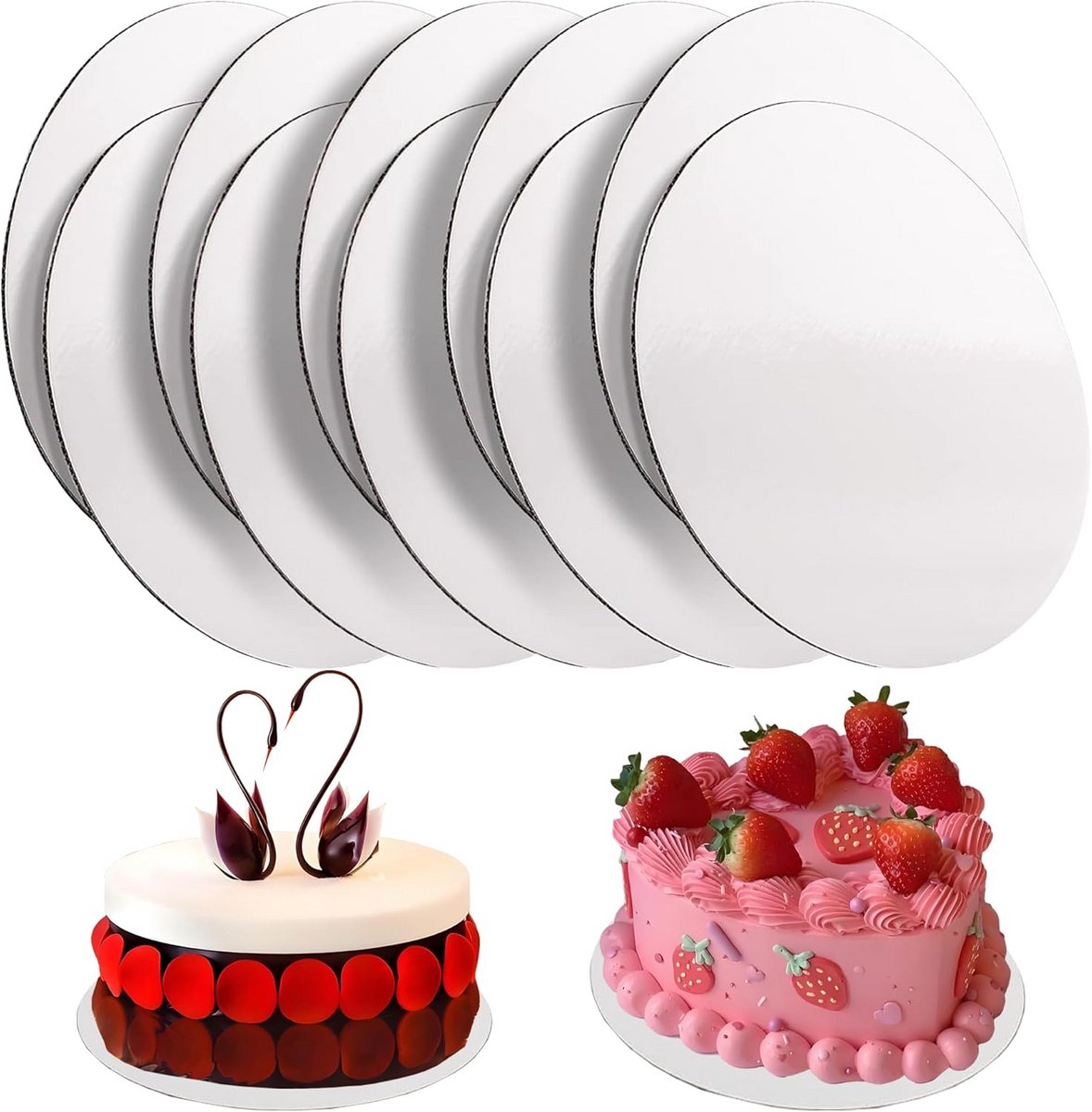 Set van 10 Ronde Taartkartons - 30 cm Wit - Stevige Onderlegger voor Taarten en Gebak