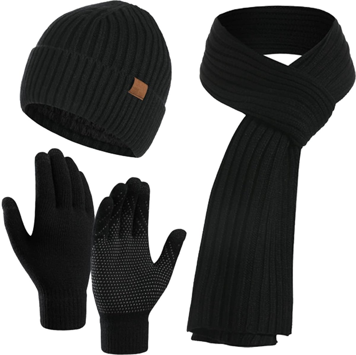 3 stuks/set muts sjaal handschoenen warme gebreide muts lange sjaal touchscreen handschoen winteraccessoires voor mannen vrouwen