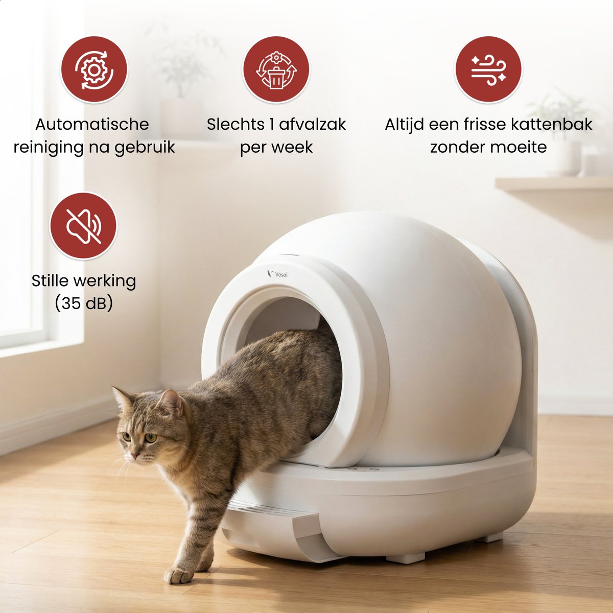Vosoi Automatische Kattenbak - 65L Zelfreinigend met App thumbnail 2
