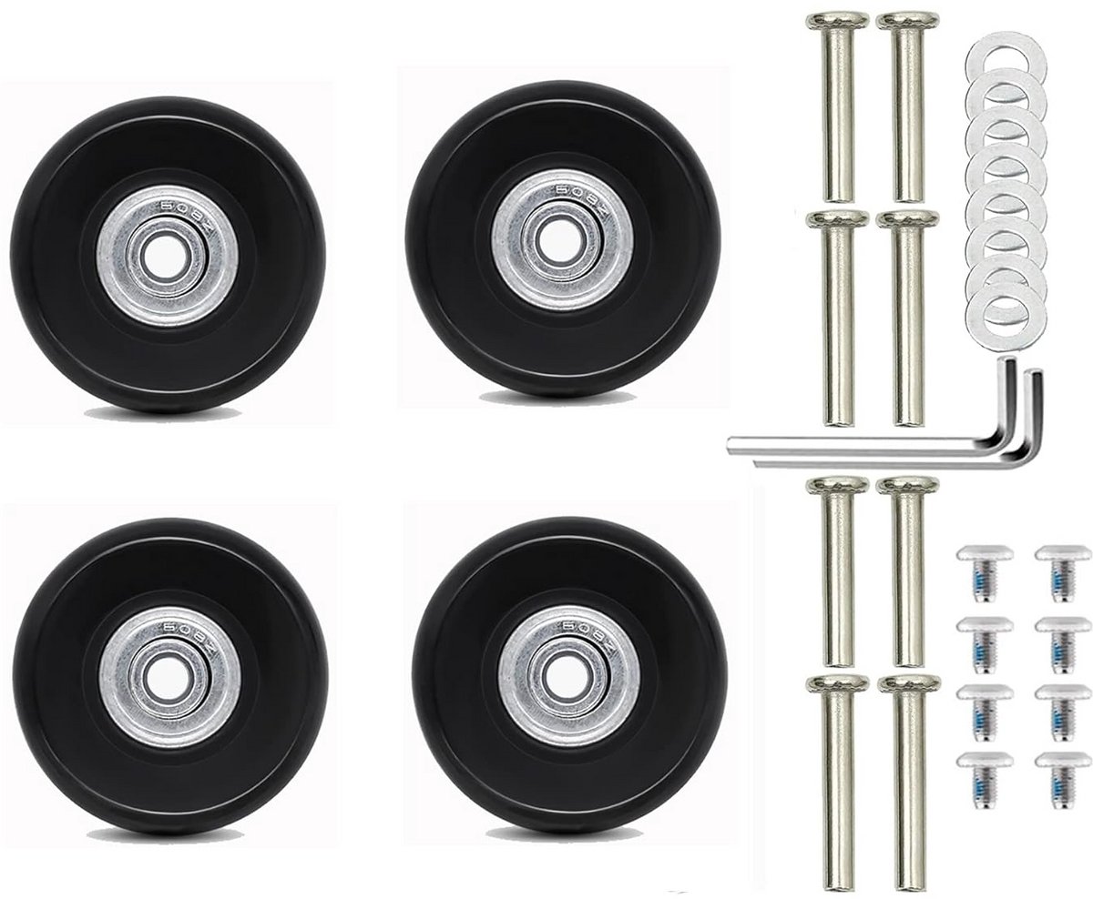 Bagage Wielen - Vervangende Rollen - Reizen Organiseren - Set van Vier - 50 x 18 mm - Zwart