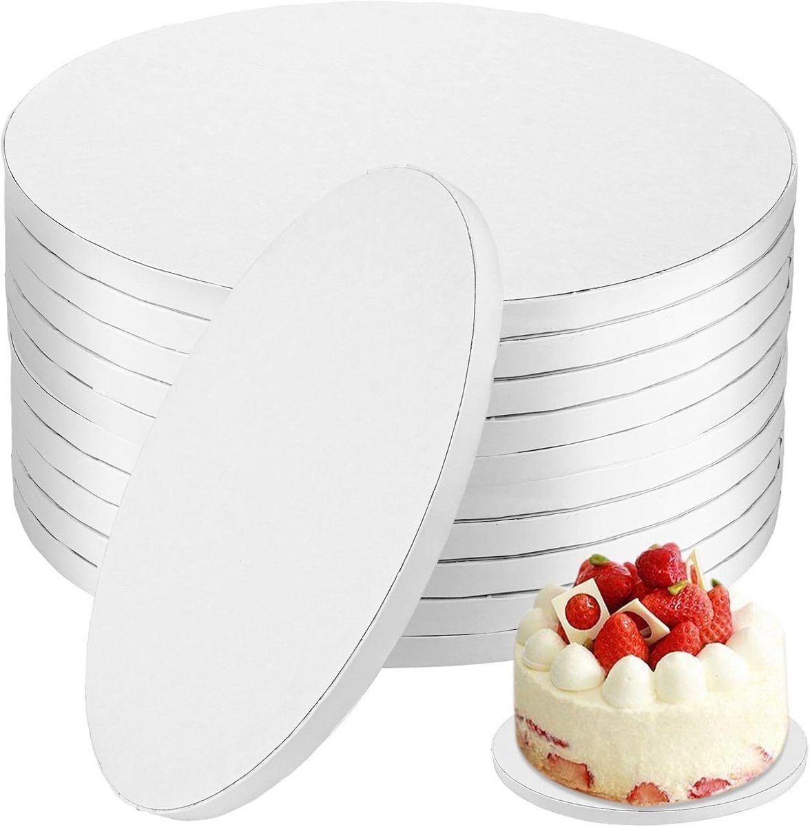 Set van 10 Ronde Witte Taartborden 25 cm Herbruikbaar