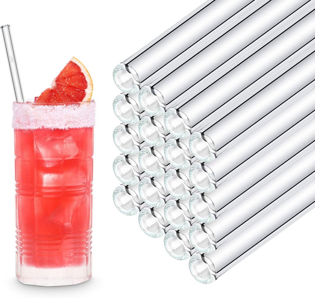 50 Stuks Herbruikbare Glazen Rietjes Recht 23cm - Vaatwasserbestendig voor Smoothies, Cocktails en Longdrinks