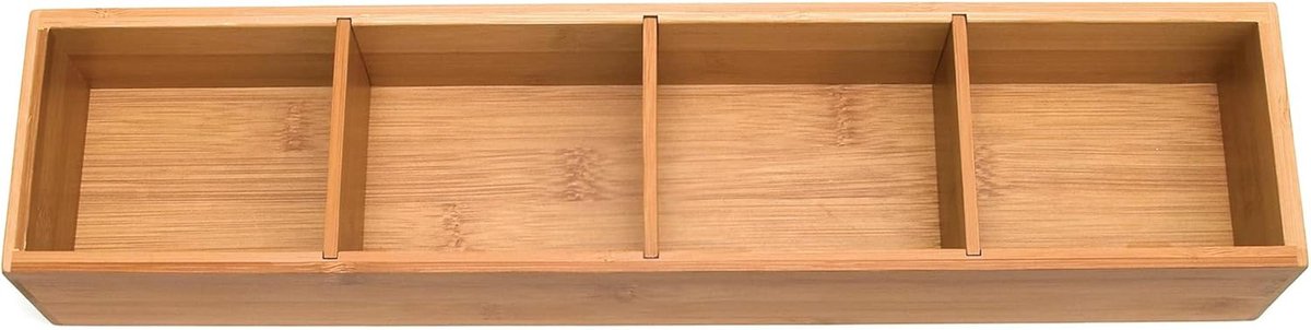 Bamboe ladeorganizer met 3 uitneembare tabbladen
