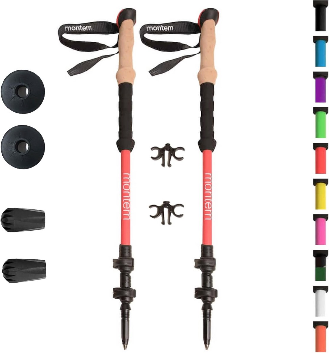 Telescopische Trekkingstokken – Verstelbaar 24-53 Inch – Aluminium 7075 – EVA-schuim Handgrepen – Rubberen Punt – Modderbakkens – Lichte Wandelpolen voor Wandelen, Nordic Walking, Rugzaktochten, Snowshoeën – Paar