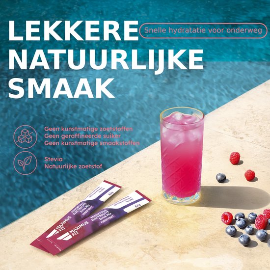 MaximusFit Elektrolyten - Elektrolyten Poeder - 30 zakjes van 8.5g - Weinig Suiker - Keto Friendly - Bosvruchten — afbeelding 2