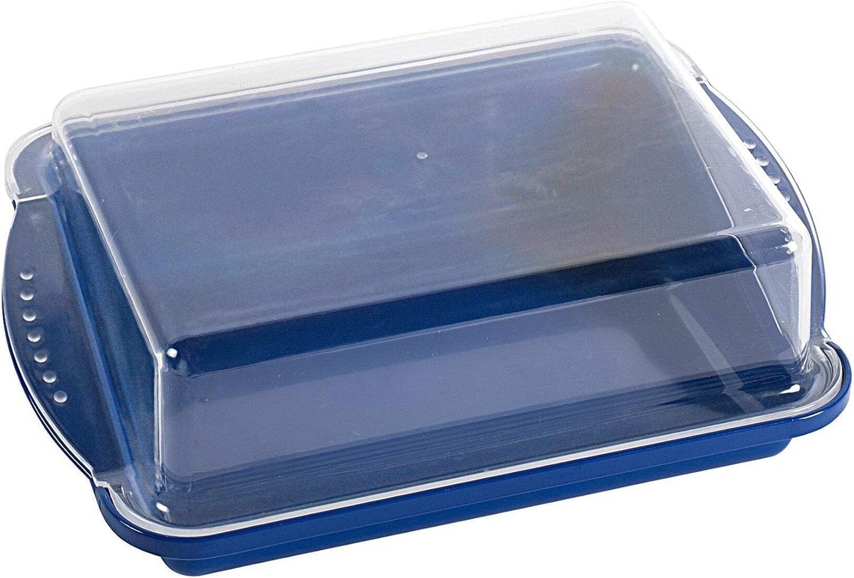 Broodtrommel 24 x 16,5 x 5,5 cm - Knäckebrödbak met Servierfunctie - Glas Heldere Deksel