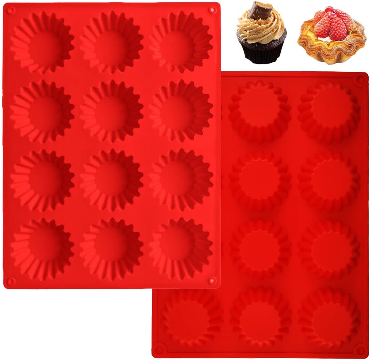 Unyqoos® Set van 2 siliconen bakvormen voor muffins en andere lekkernijen
