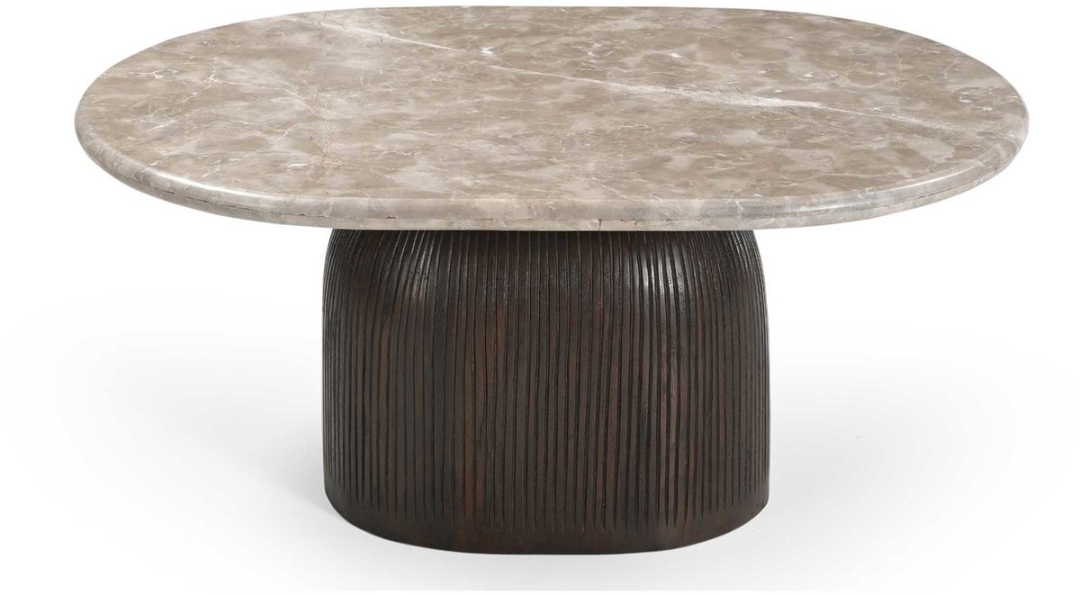 Starfurn Salontafel Noel - Ovaal Bruin Hout/Marmer - 90x60x40cm