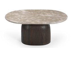 Starfurn Salontafel Noel - Ovaal Bruin Hout/Marmer - 90x60x40cm