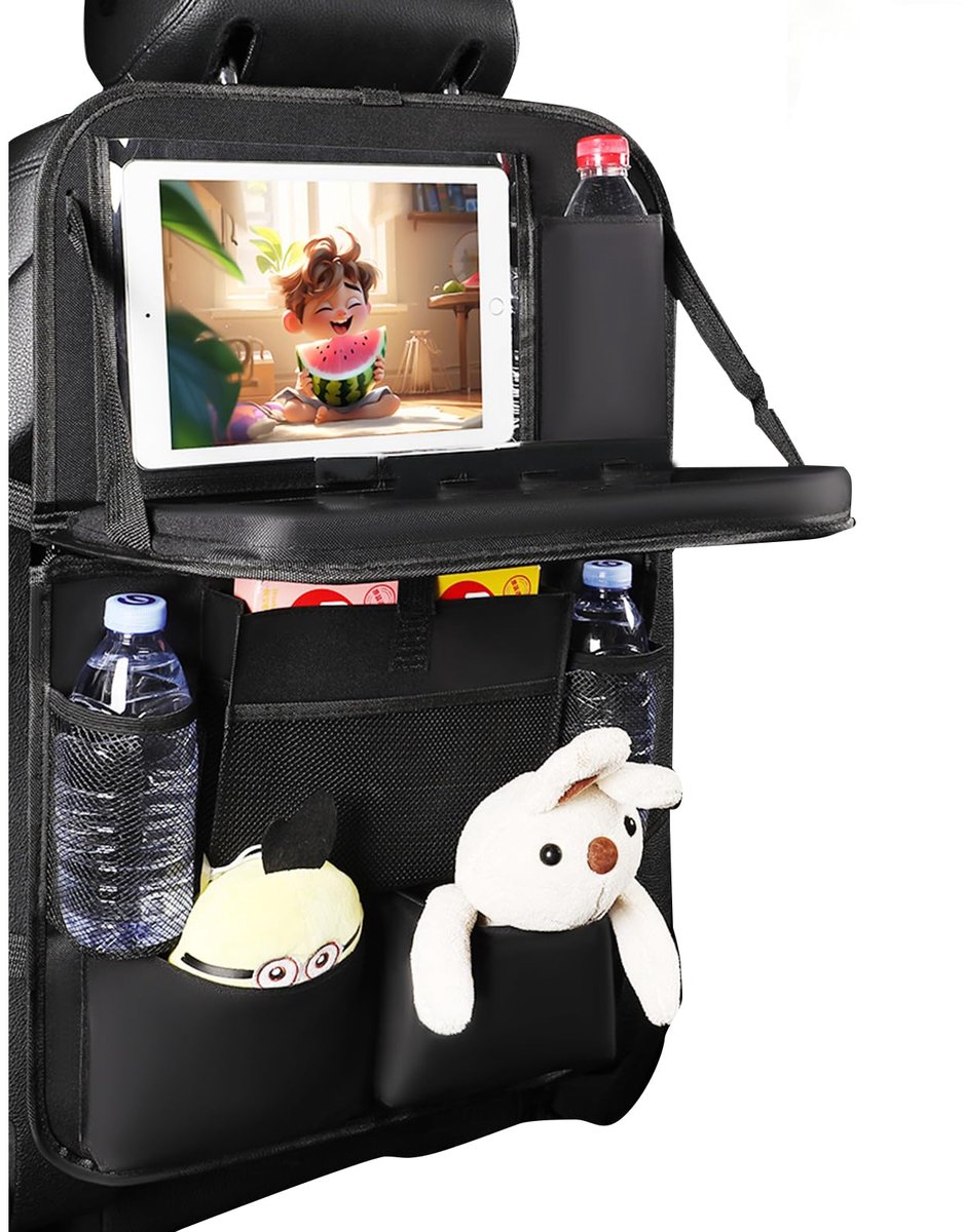 IMPERATORIS® Autostoel Organizer - Bescherming Achterkant Stoel - met 11 tassen - Voor Kinderen en Reizen - Waterafstotend - 1 Stuk - Zwart - 610D x 35W x 420H